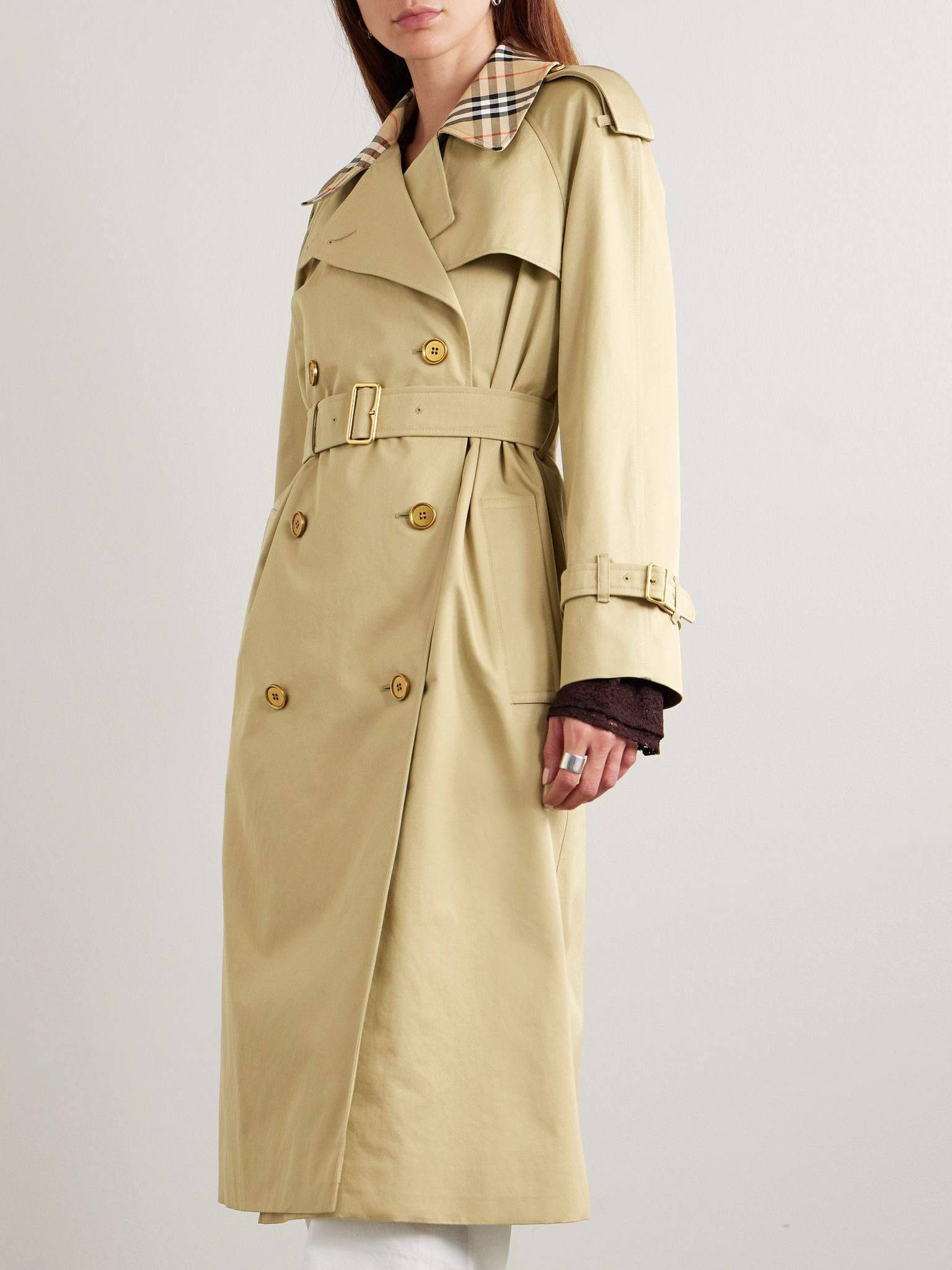 Castleford checked cotton-gabardine trench coat Beige - 3