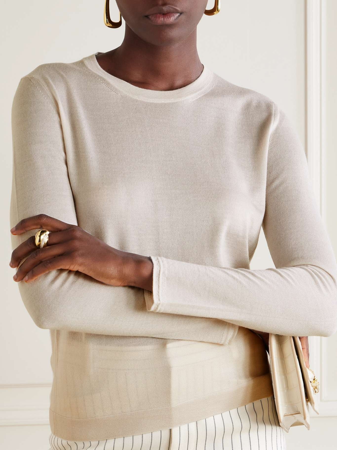 Embroidered cashmere and silk-blend sweater - 3