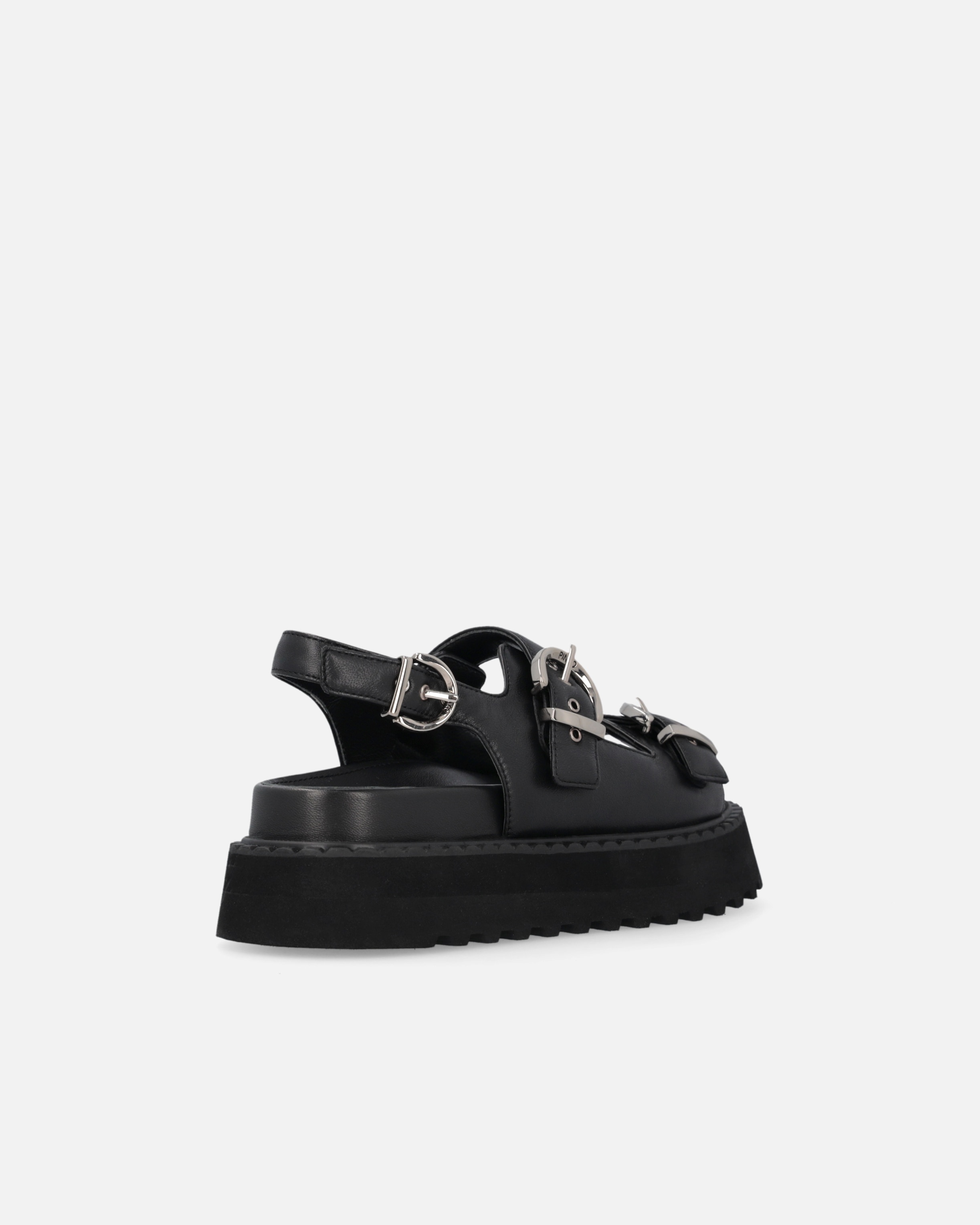 PINKO NAPPA LEATHER SANDALS WITH STRAPS AND WEDGE HEEL