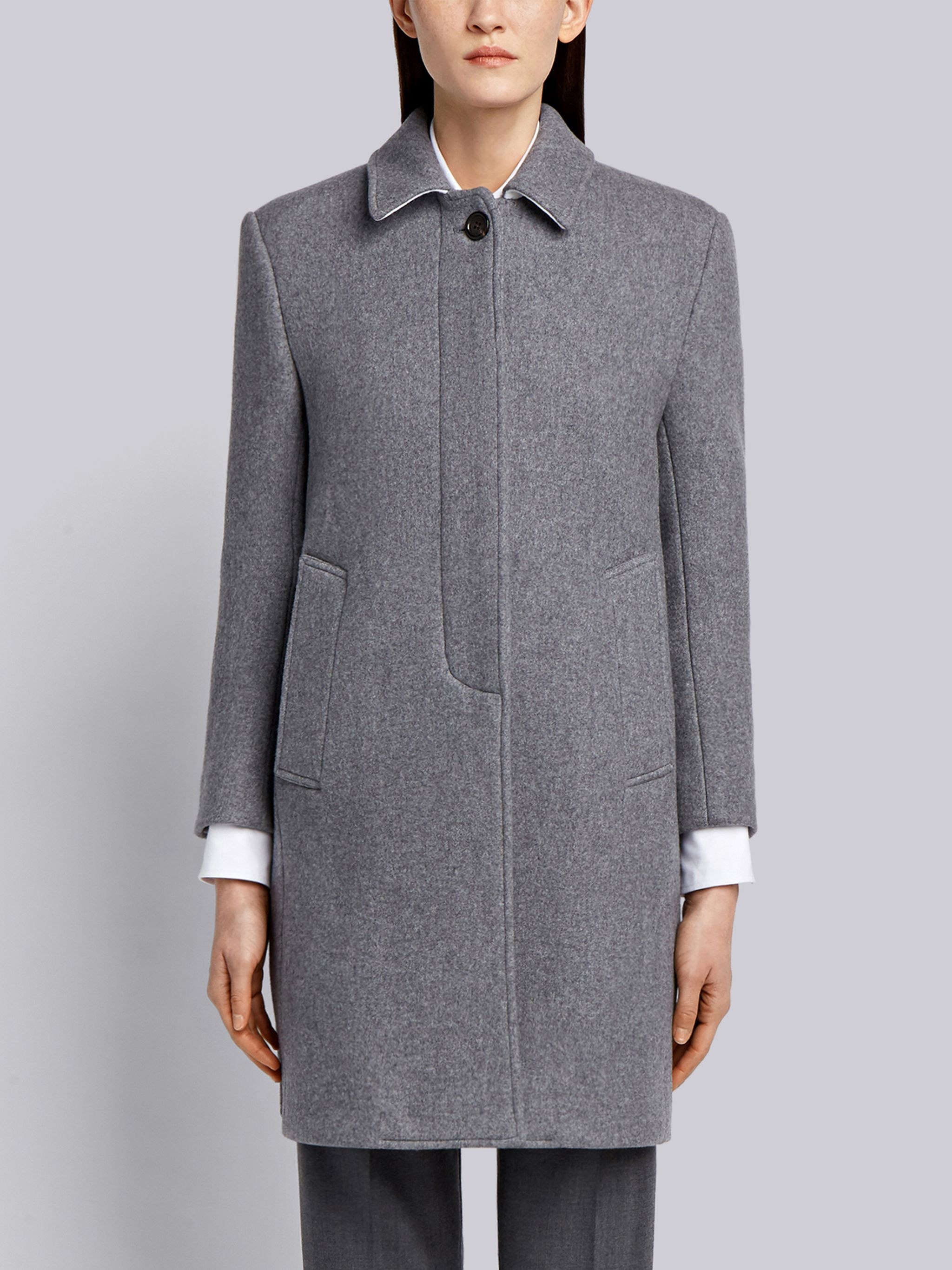 Unlined Bal Collar Overcoat In Boiled Wool - 1