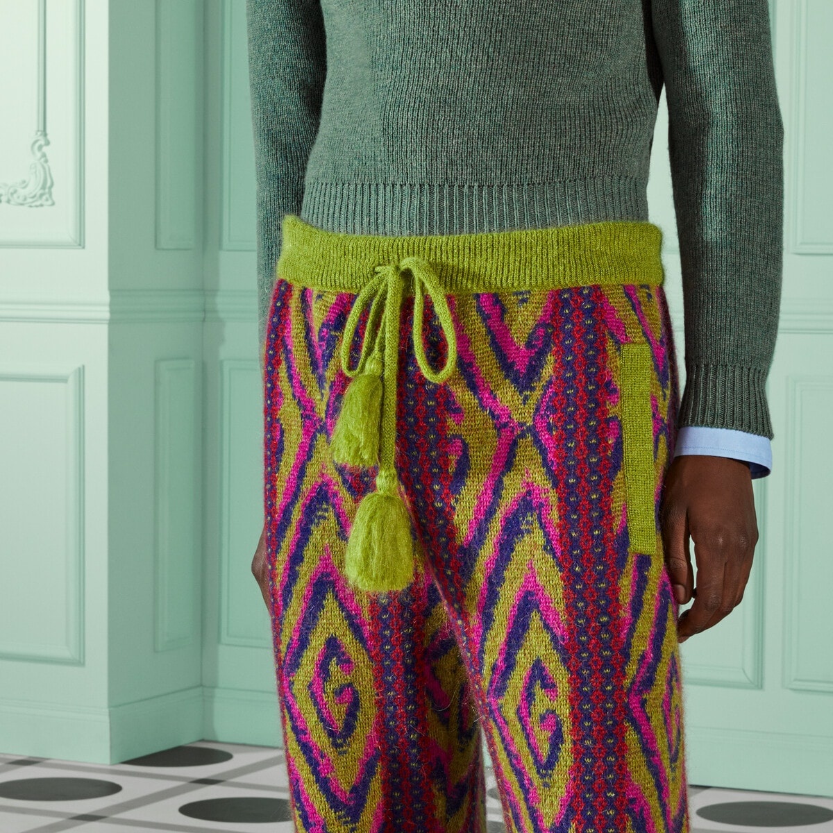 GUCCI G rhombi wool knit pant | REVERSIBLE