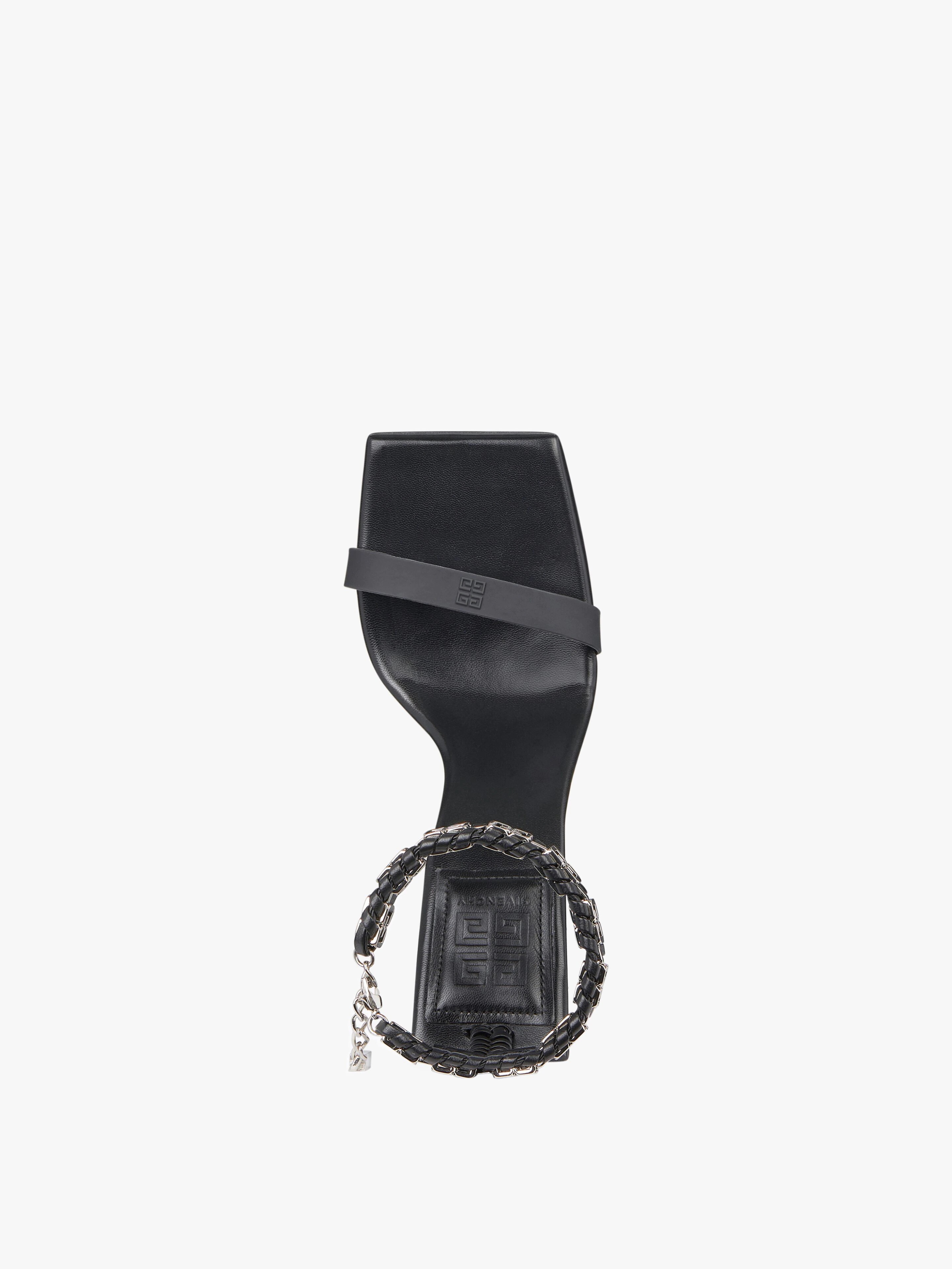 G WOVEN SANDALS IN BRAIDED LEATHER WITH CHAIN - 4