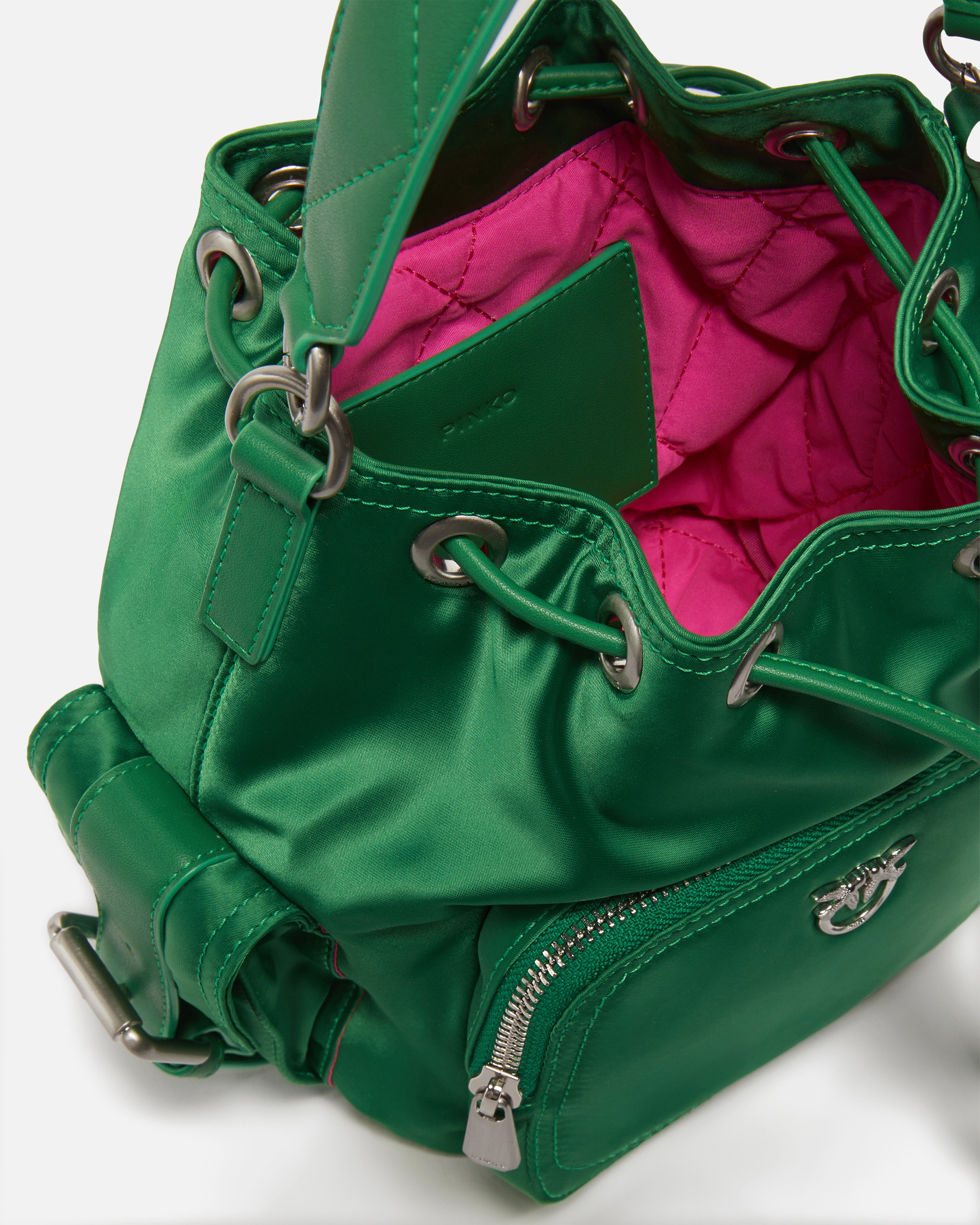SMALL SATIN BUCKET BAG - 4