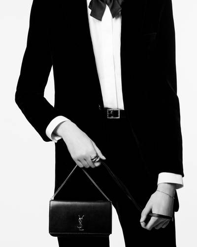 SAINT LAURENT cassandre saint laurent phone holder with strap in smooth leather outlook