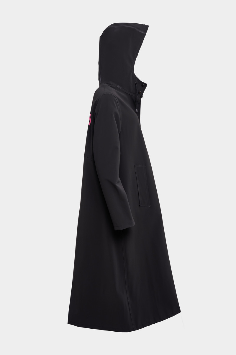 Mosebacke Long Print Matte Raincoat Black 6