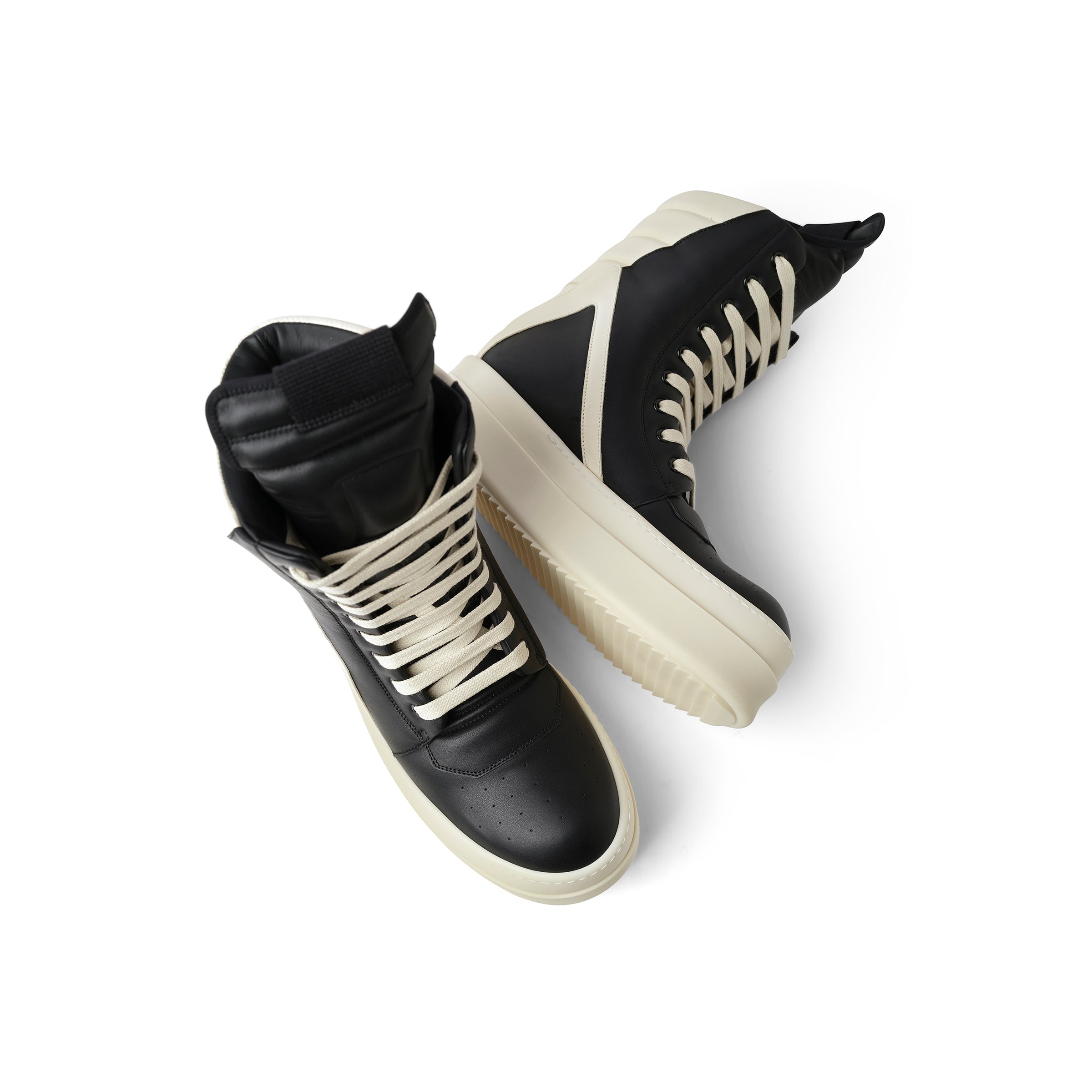 Full Grain Leather Mega Geobasket in Black/Milk - 4