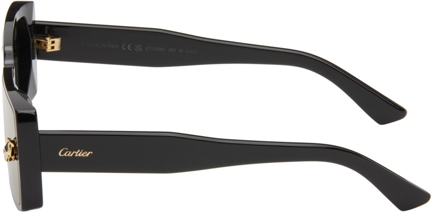 Black Panthère Rectangle Acetate Sunglasses - 3