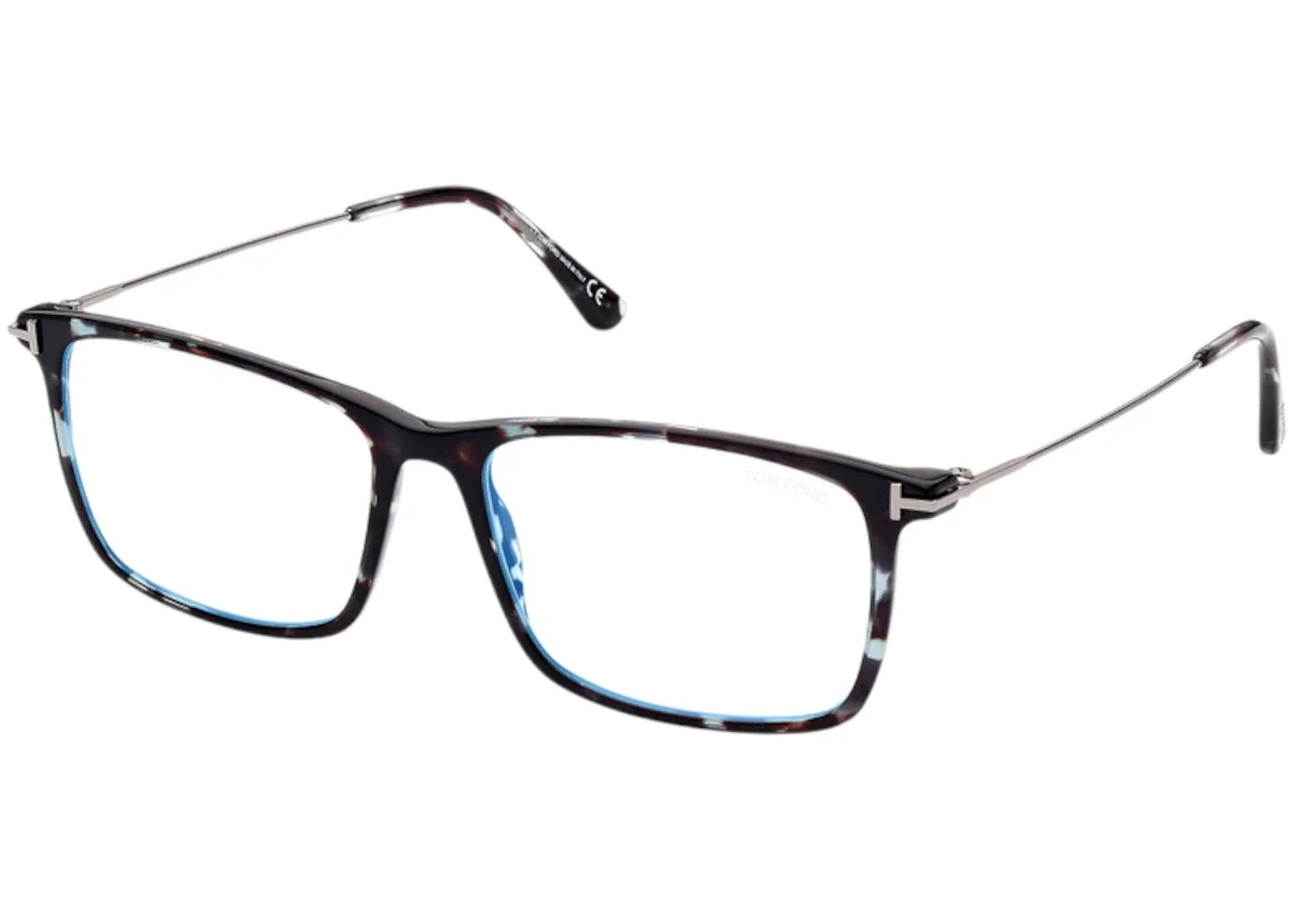 Tom Ford Square Eyeglasses Dark Teal Havana/Dark Ruthenium (FT5758-B 055) - 1