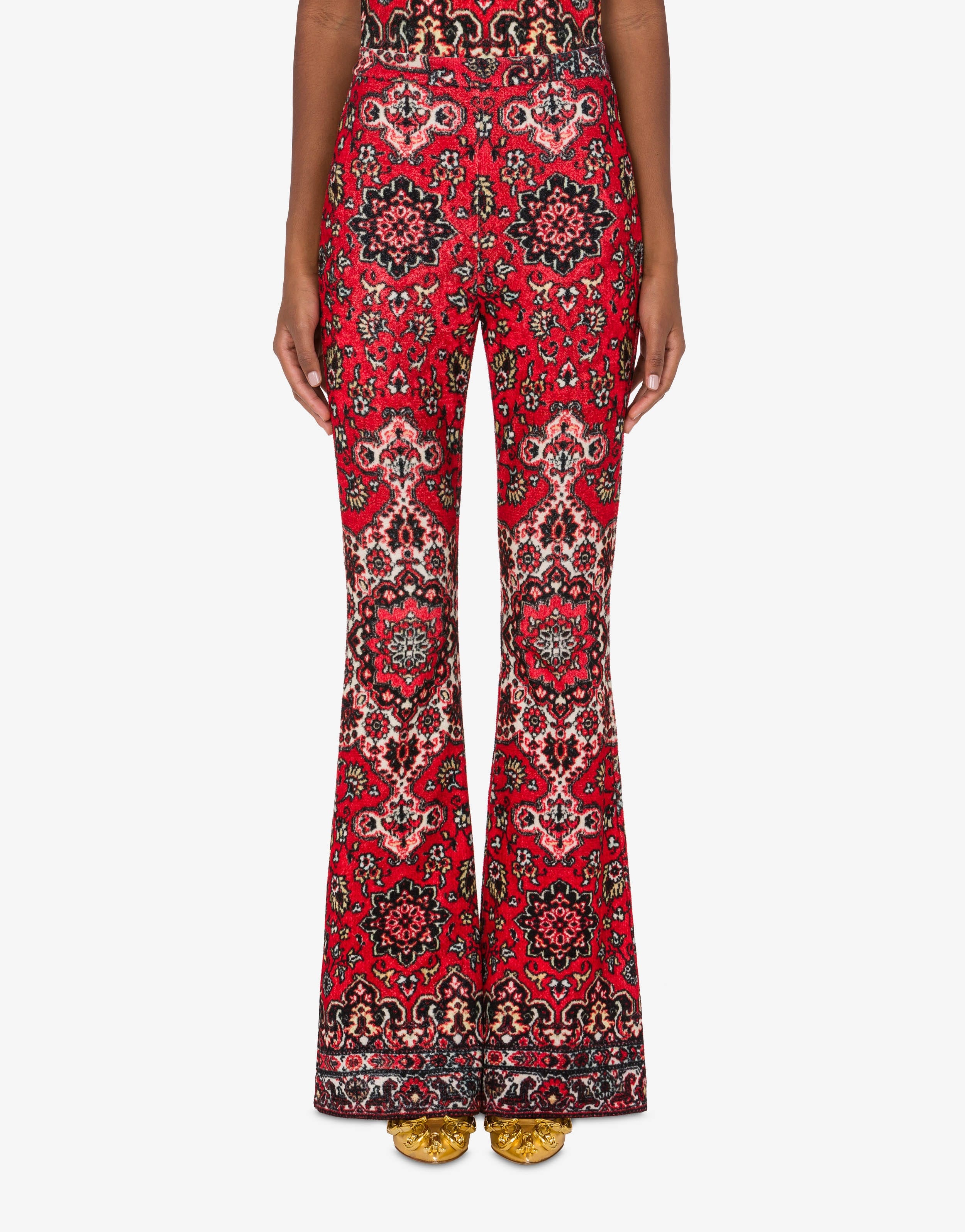 RUG PRINT STRETCH VELVET TROUSERS - 2