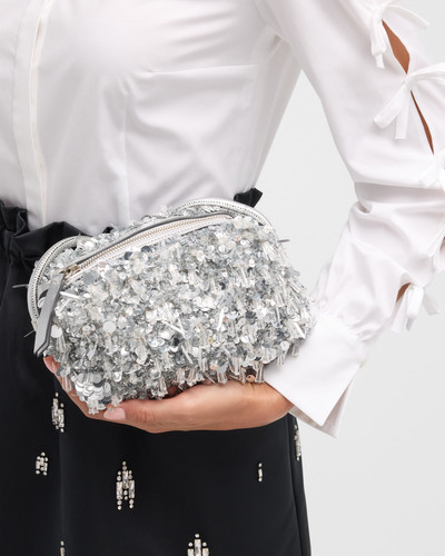 Oscar de la Renta Metallic Sequin Pouch Top-Handle Bag outlook