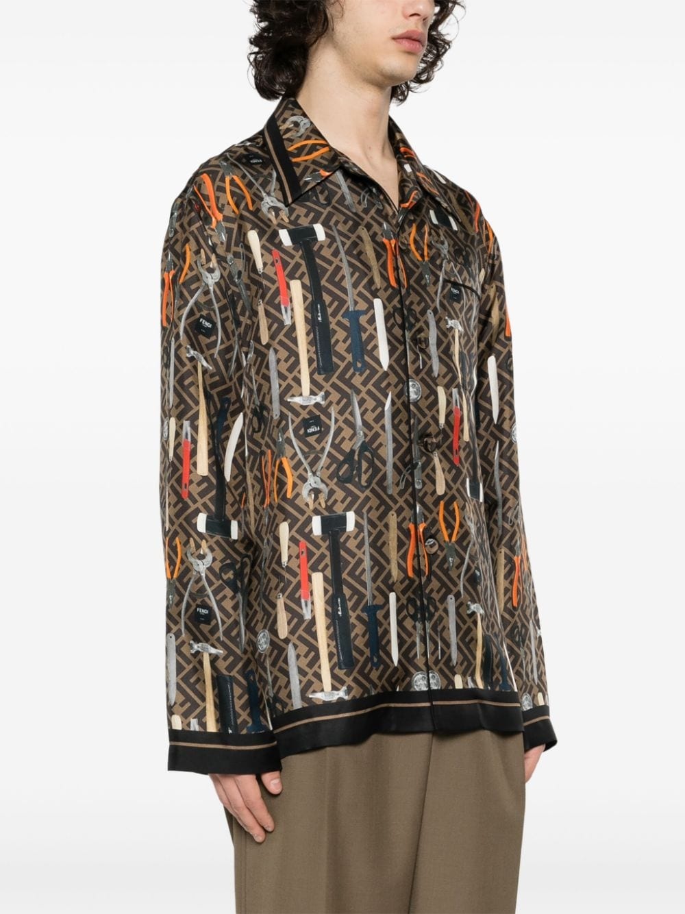 graphic-print silk shirt - 3