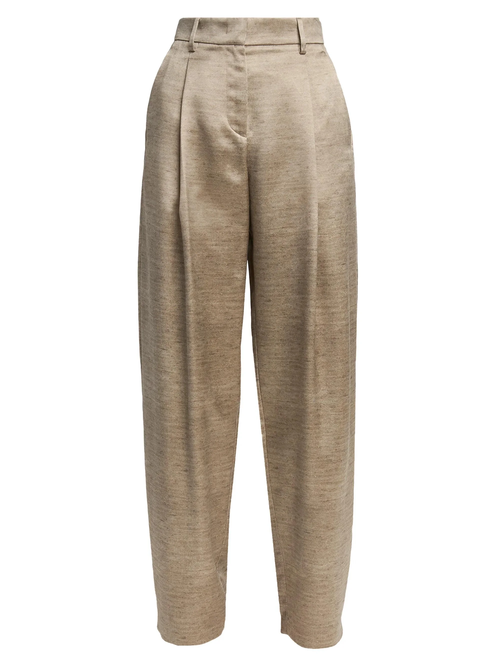 Women's Pleated Metallic Silk Trousers - Solid Bright - 1