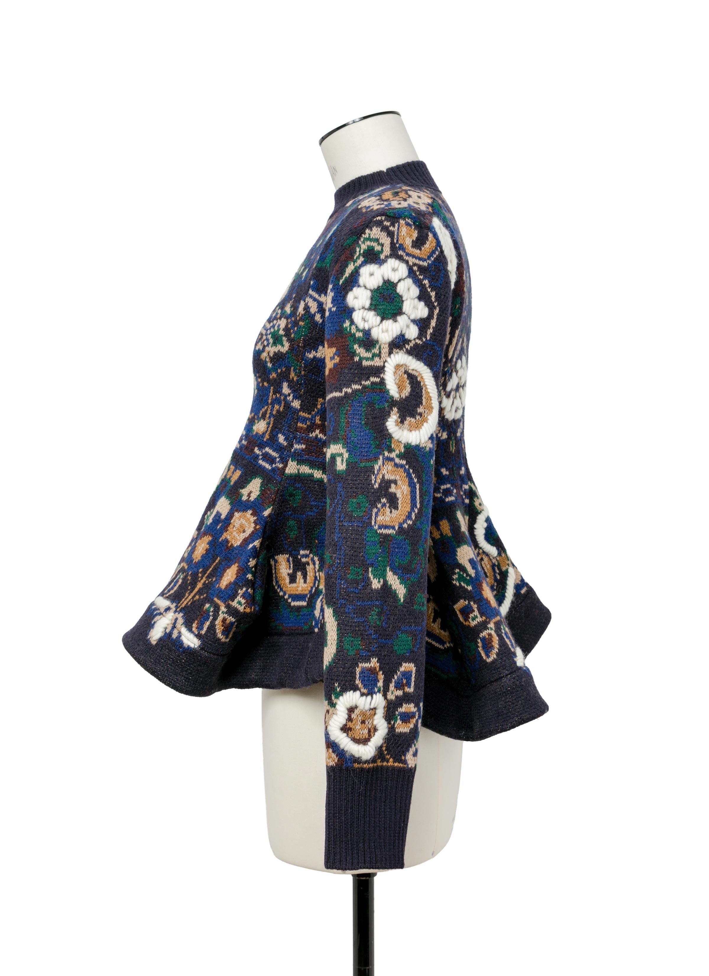 Floral Jacquard Knit Pullover - 2