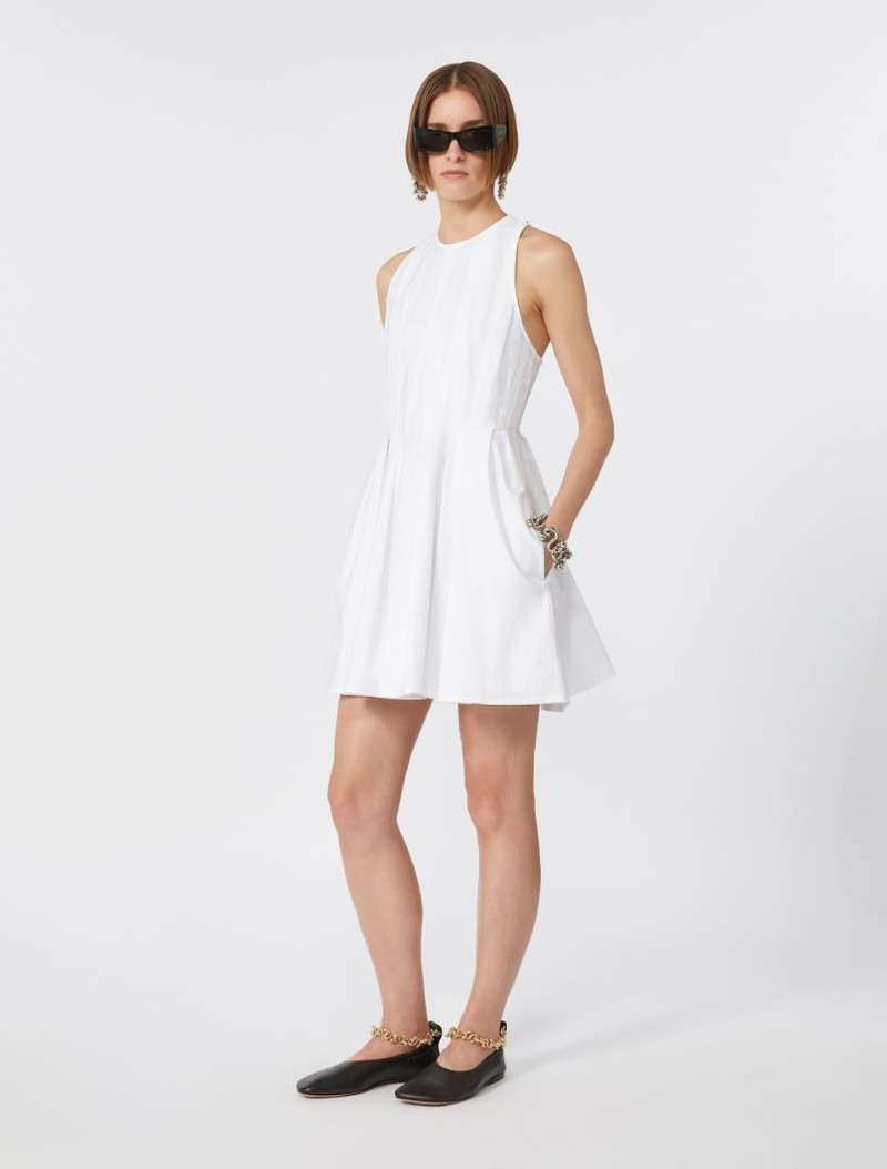 Sportmax Short sleeveless pure cotton dress - optical white outlook