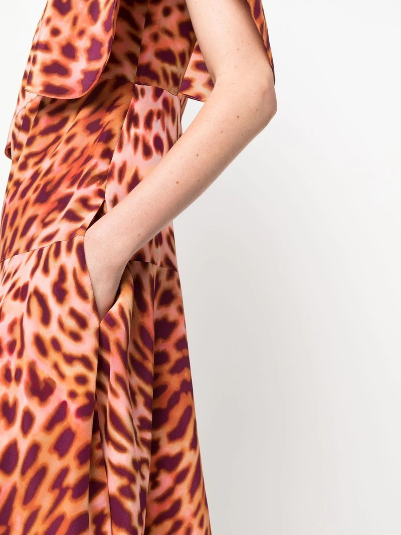 leopard-print silk flounce dress 5