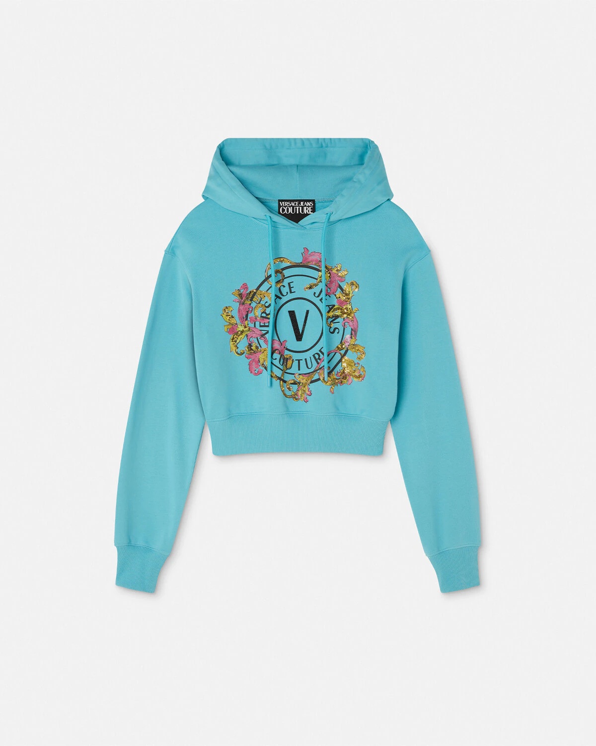 Crystal Outline Barocco Crop Hoodie - 1