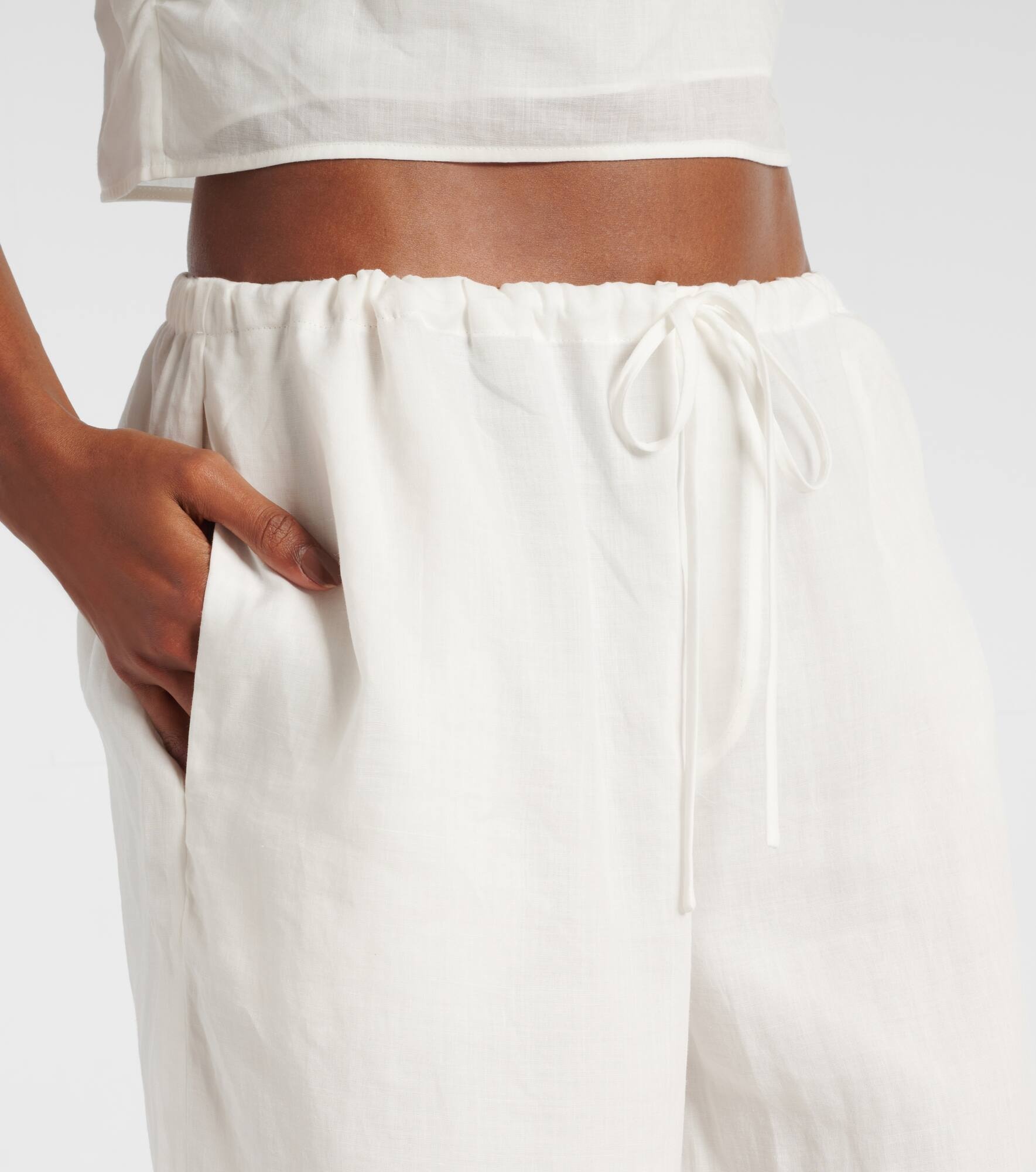 Rosalia mid-rise ramie wide-leg pants - 4