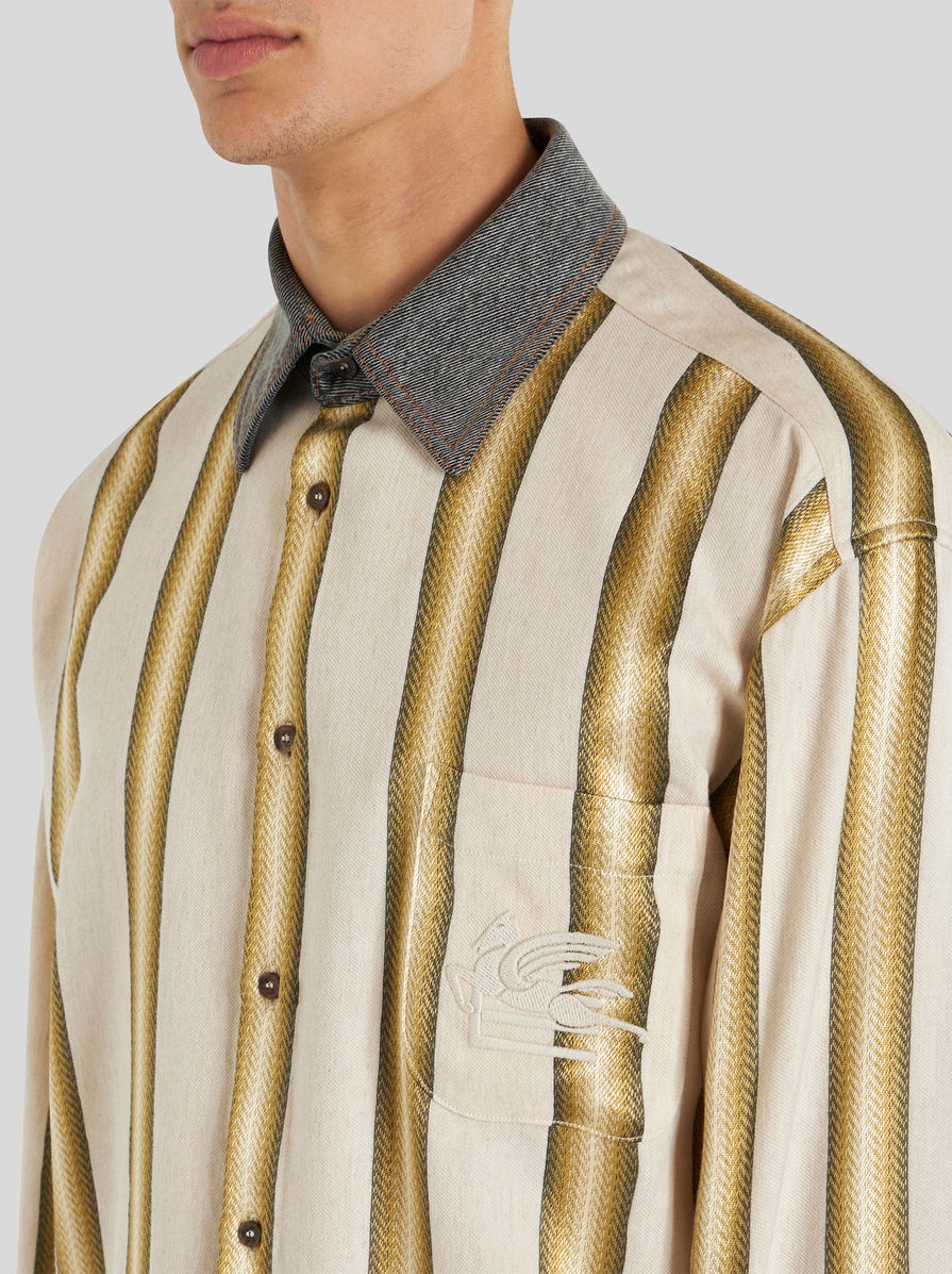 NUANCED STRIPED SHIRT WITH PEGASO - 3