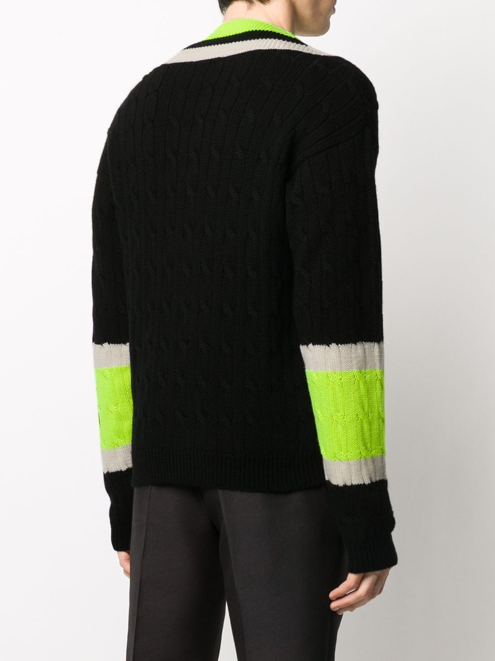 colour-block cable knit cardigan - 4