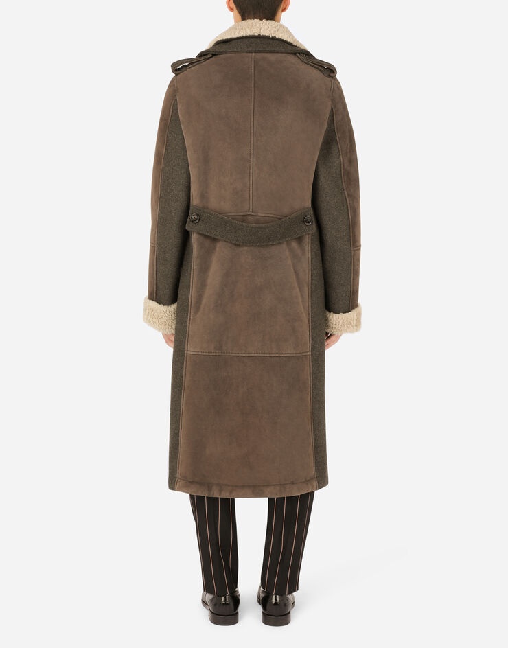 Double-breasted shearling coat with wool inserts - 2