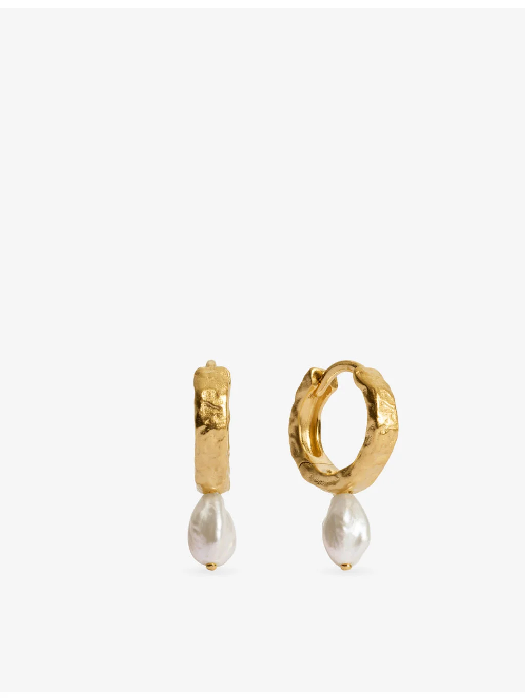 Capri Pearl 18ct Yellow Gold Vermeil Huggie Earrings - 1
