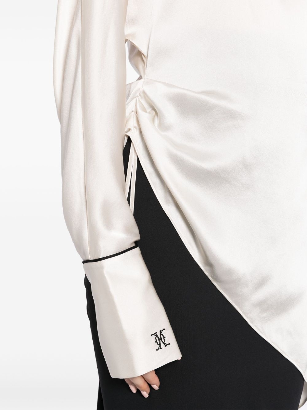 off-shoulder silk blouse - 5