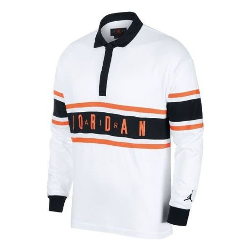 Men's Air Jordan Logo Rugby Long Sleeves polo White Polo Shirt BQ5670-100 - 1