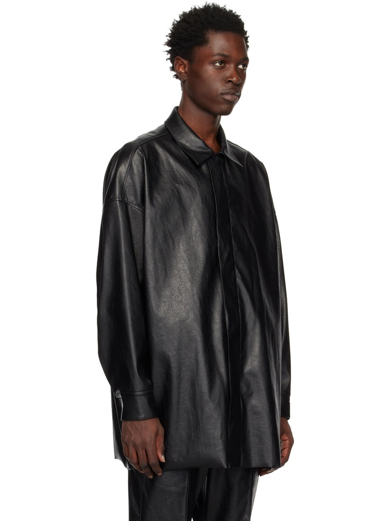 Black Half Coat Faux-Leather Jacket 2