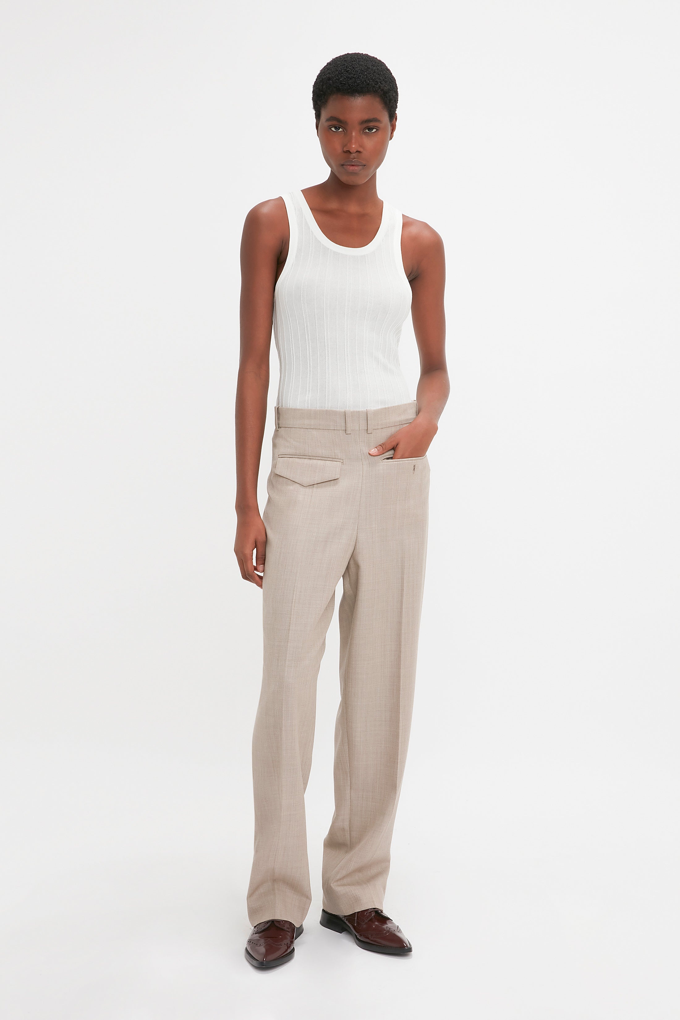 Reverse Front Trouser In Sesame - 2