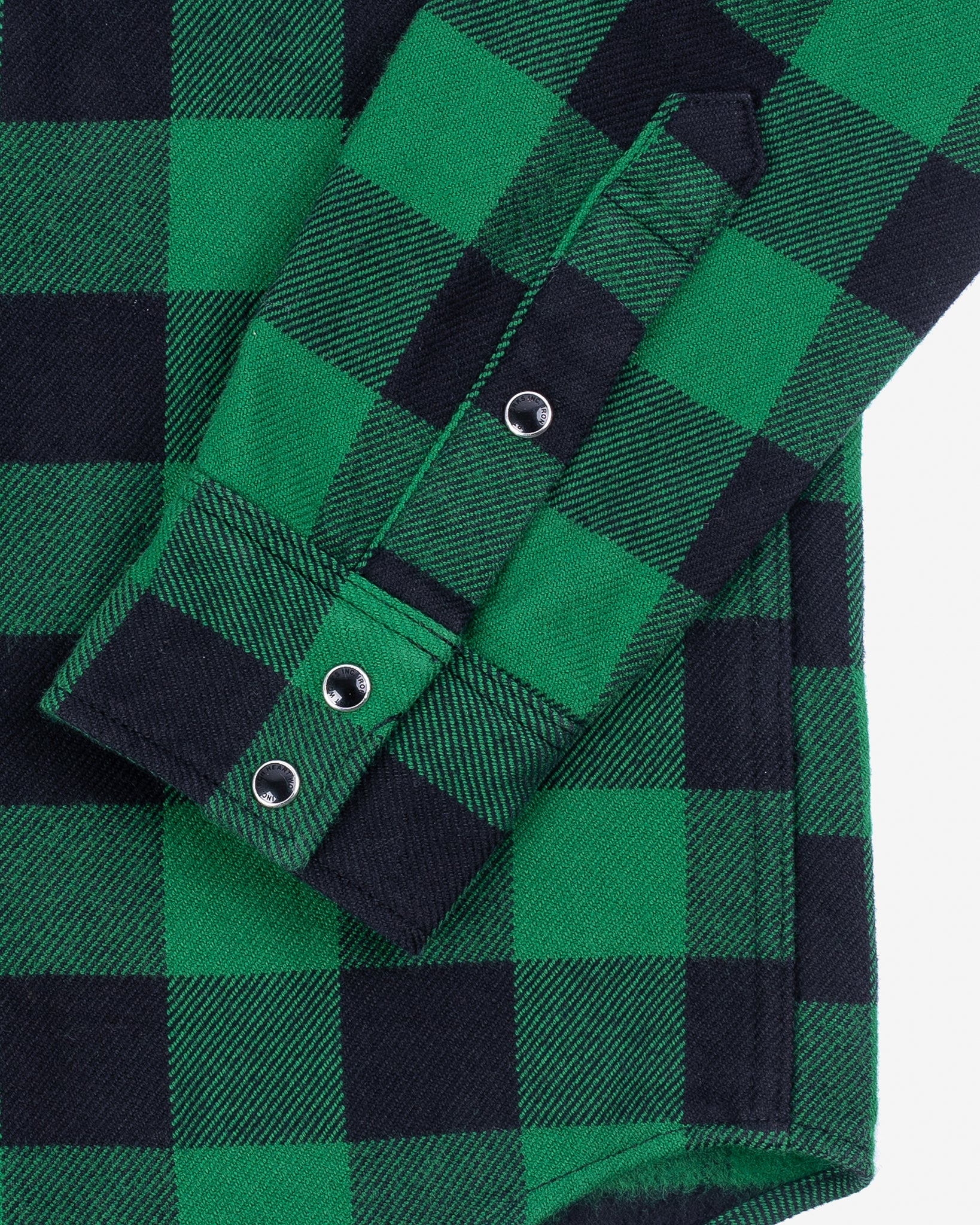 IHSH-232-GRN Ultra Heavy Flannel Buffalo Check Western Shirt - Green/Black - 15