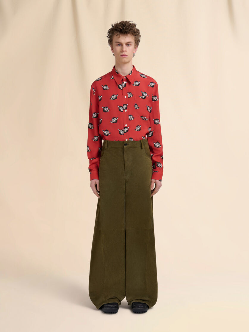 DEEP GREEN SUEDE TROUSERS - 2