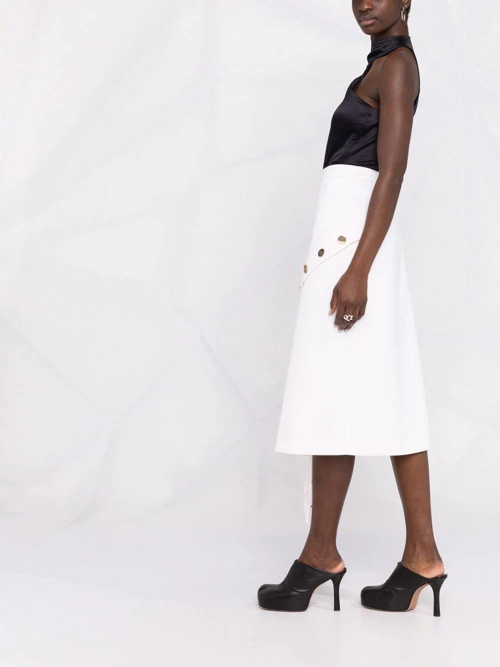 high-waisted asymmetric-hem skirt - 4