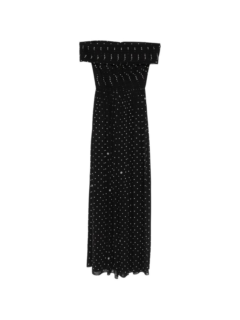 polka-dot off-shoulder maxi dress 1