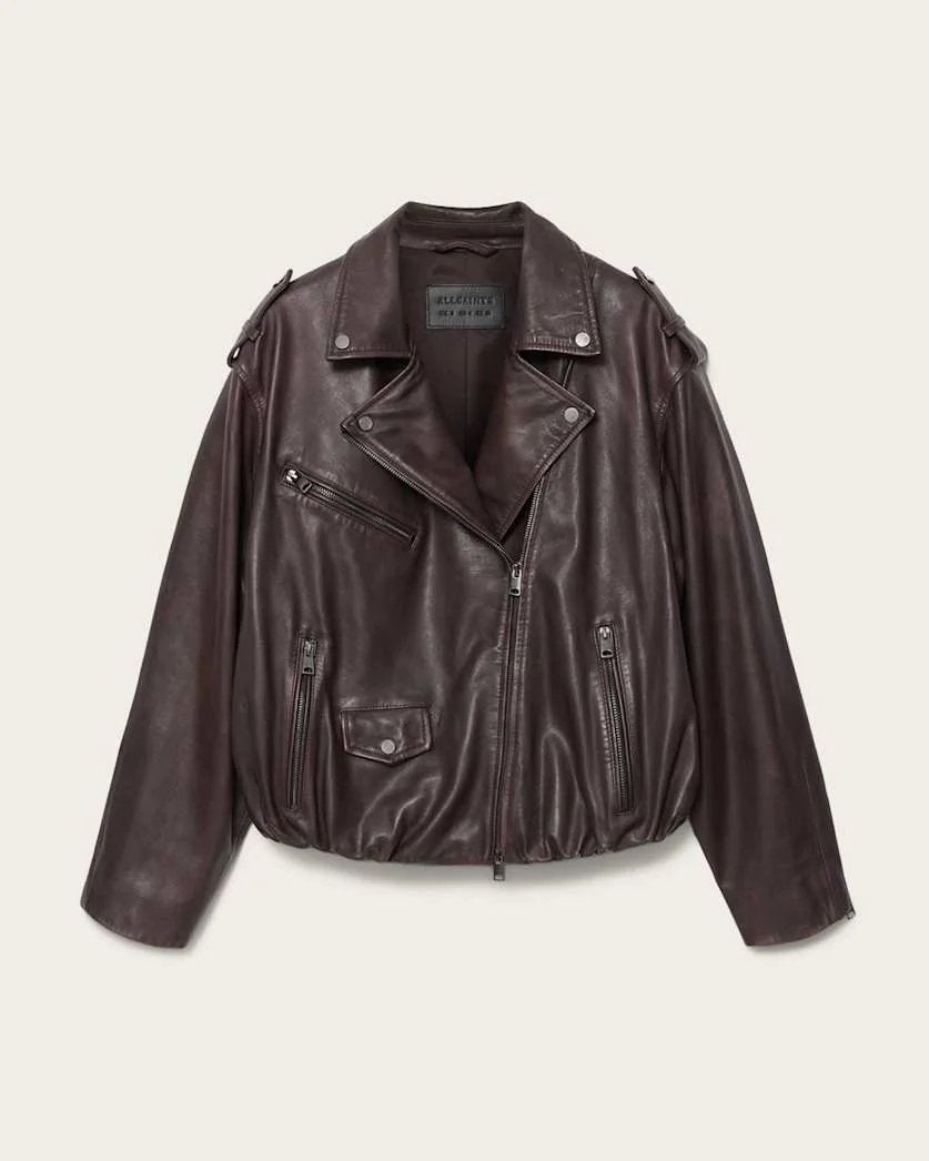 SAMINA RELAXED FIT LEATHER BIKER JACKET - 1