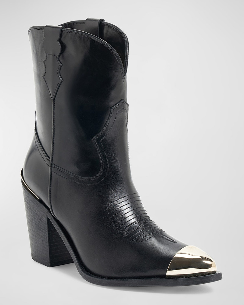PARTLOW Tina Leather Metal-Toe Western Booties outlook