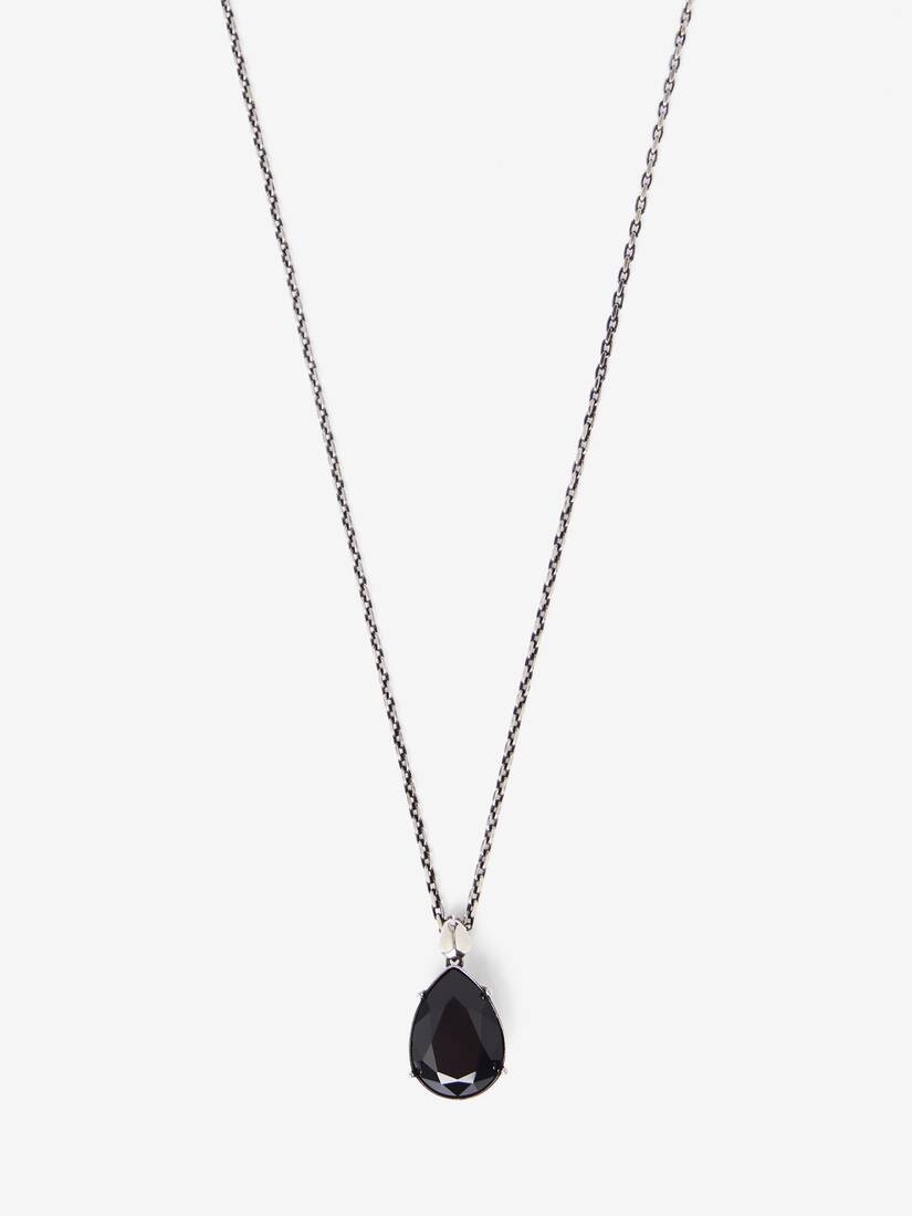 Men's Jewelled Charm Pendant Necklace in Antique Silver - 3