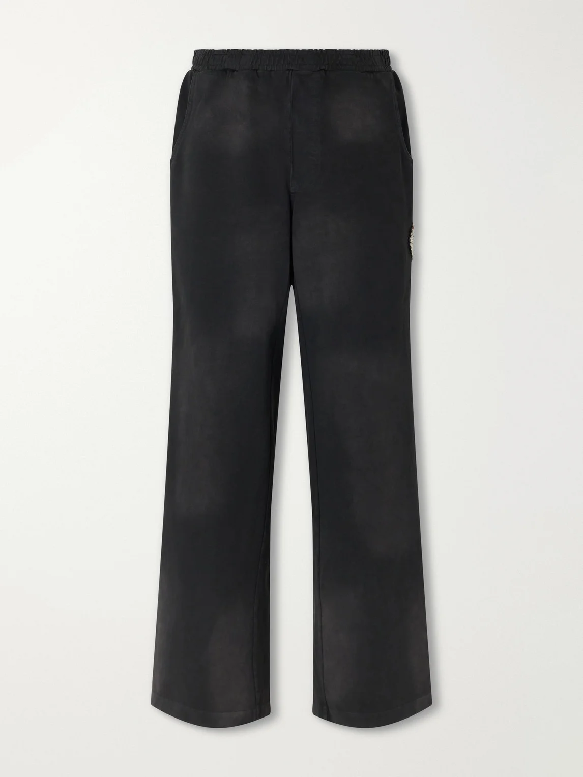Straight-Leg Distressed Striped Cotton-Jersey Sweatpants - 1