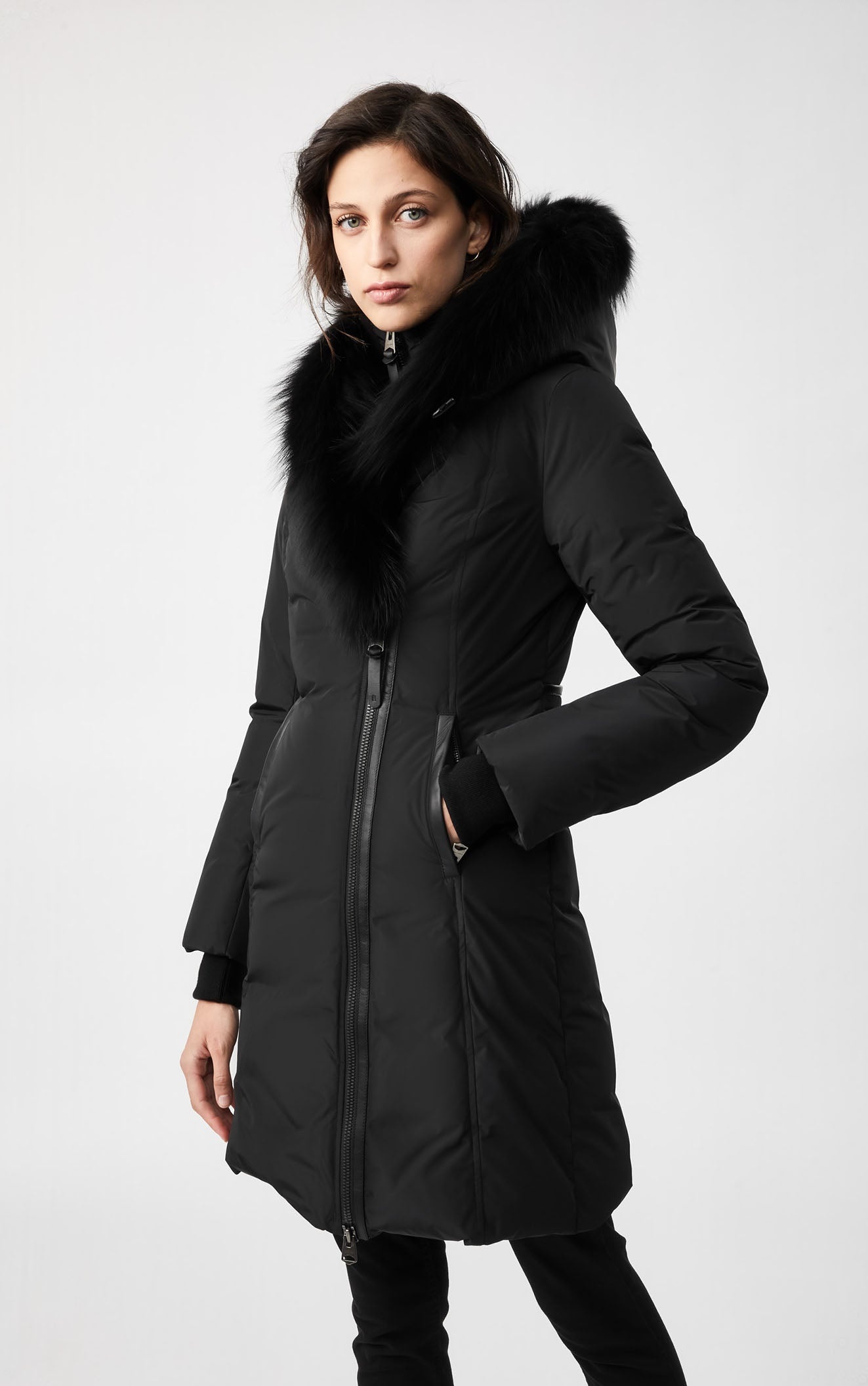 KAY down coat with signature silverfox fur collar - 2