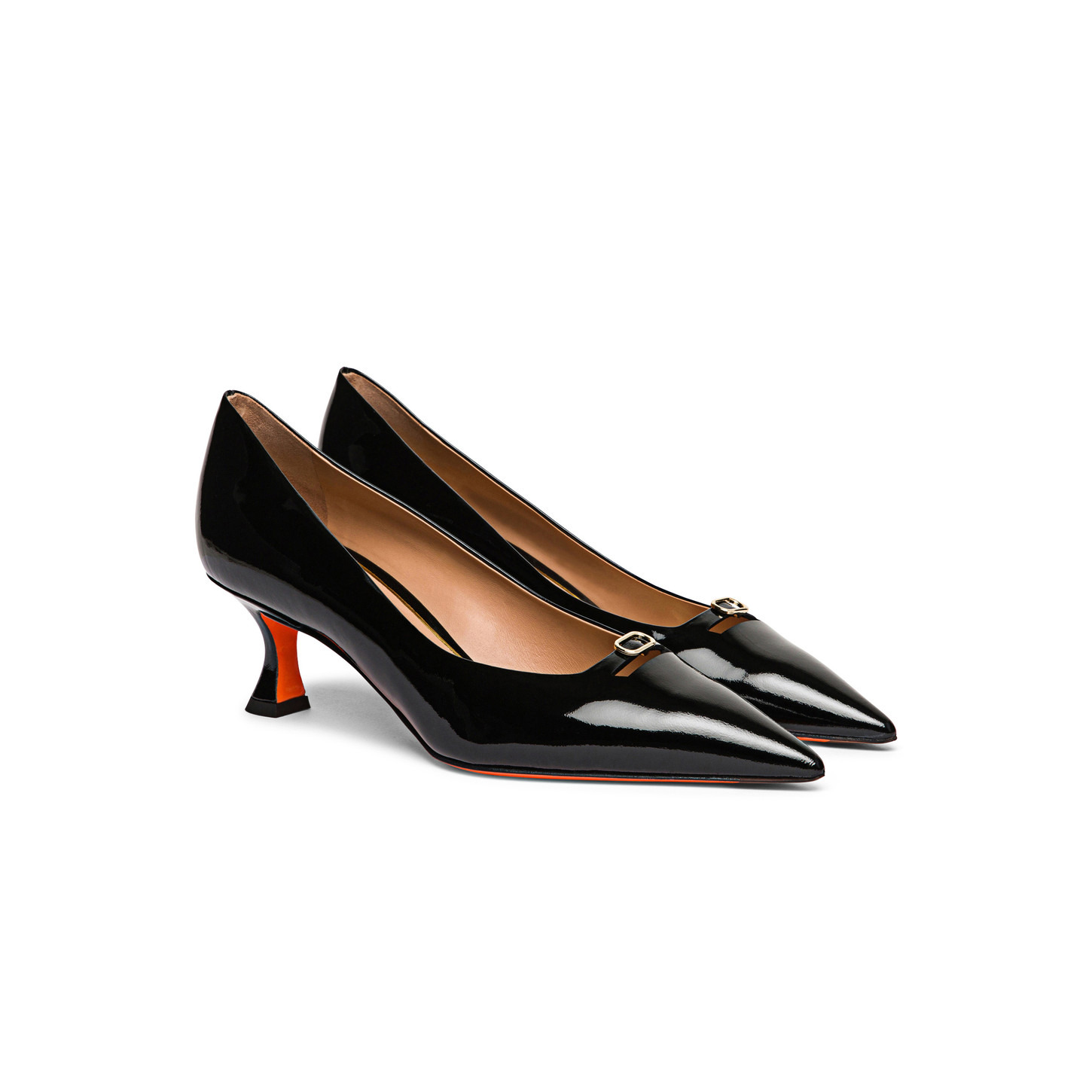 Women's black patent leather mid-heel pump - 3