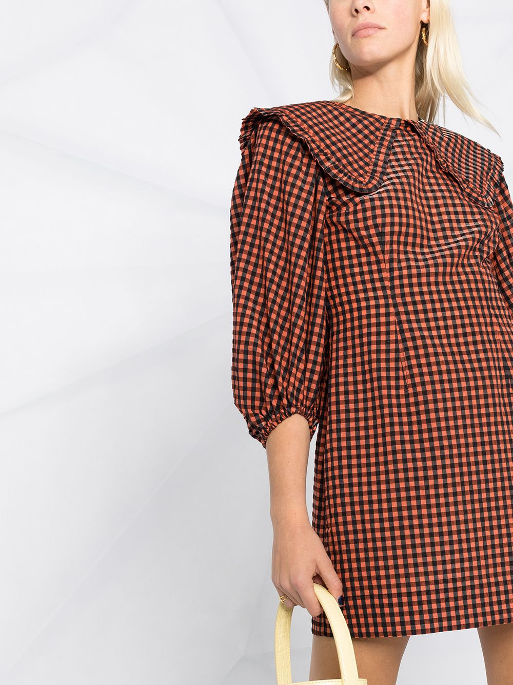 seersucker check mini dress - 5