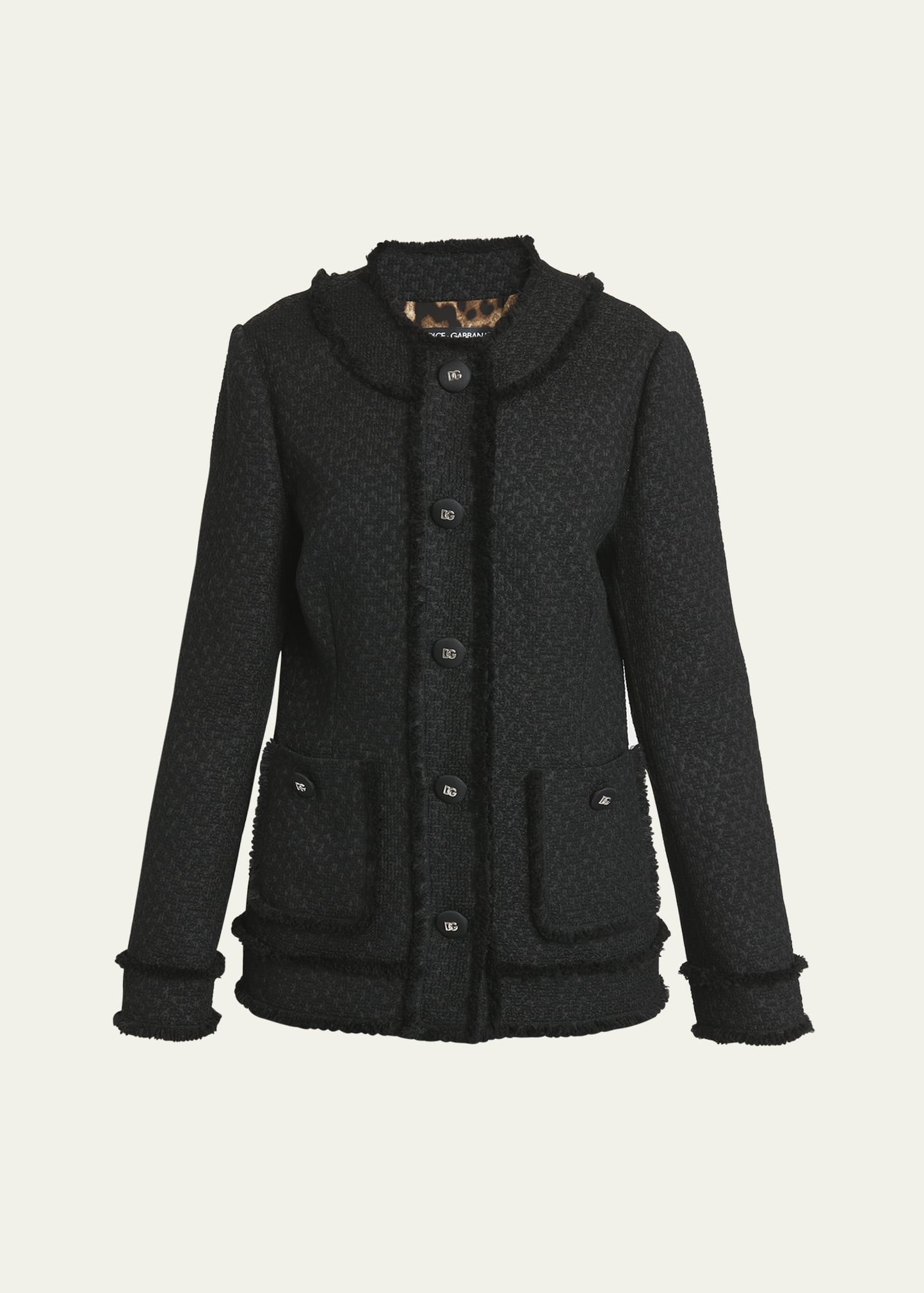 Rachel Tweed Fringe-Trim Jacket - 1