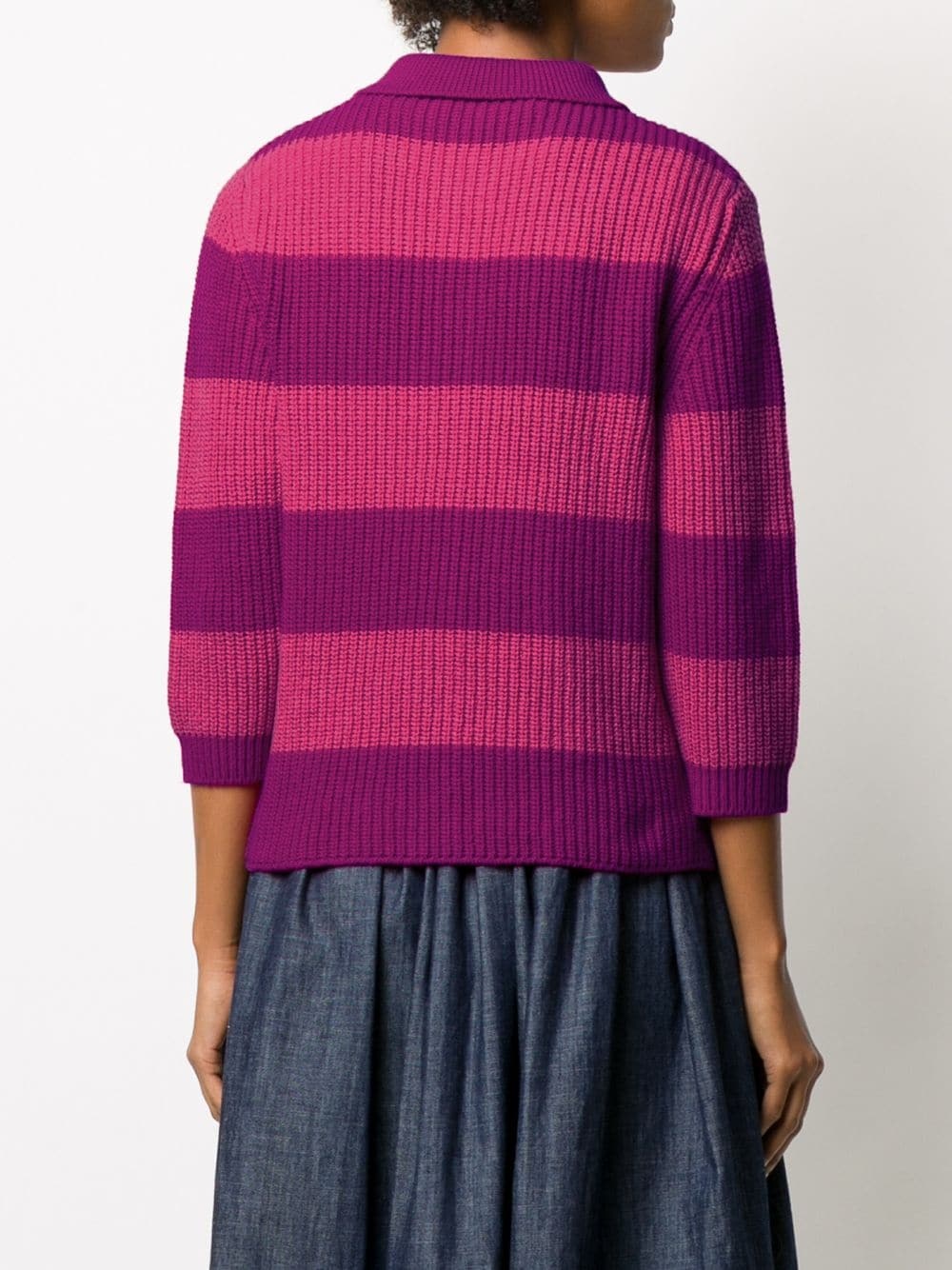 striped ribbed knitted top - 4