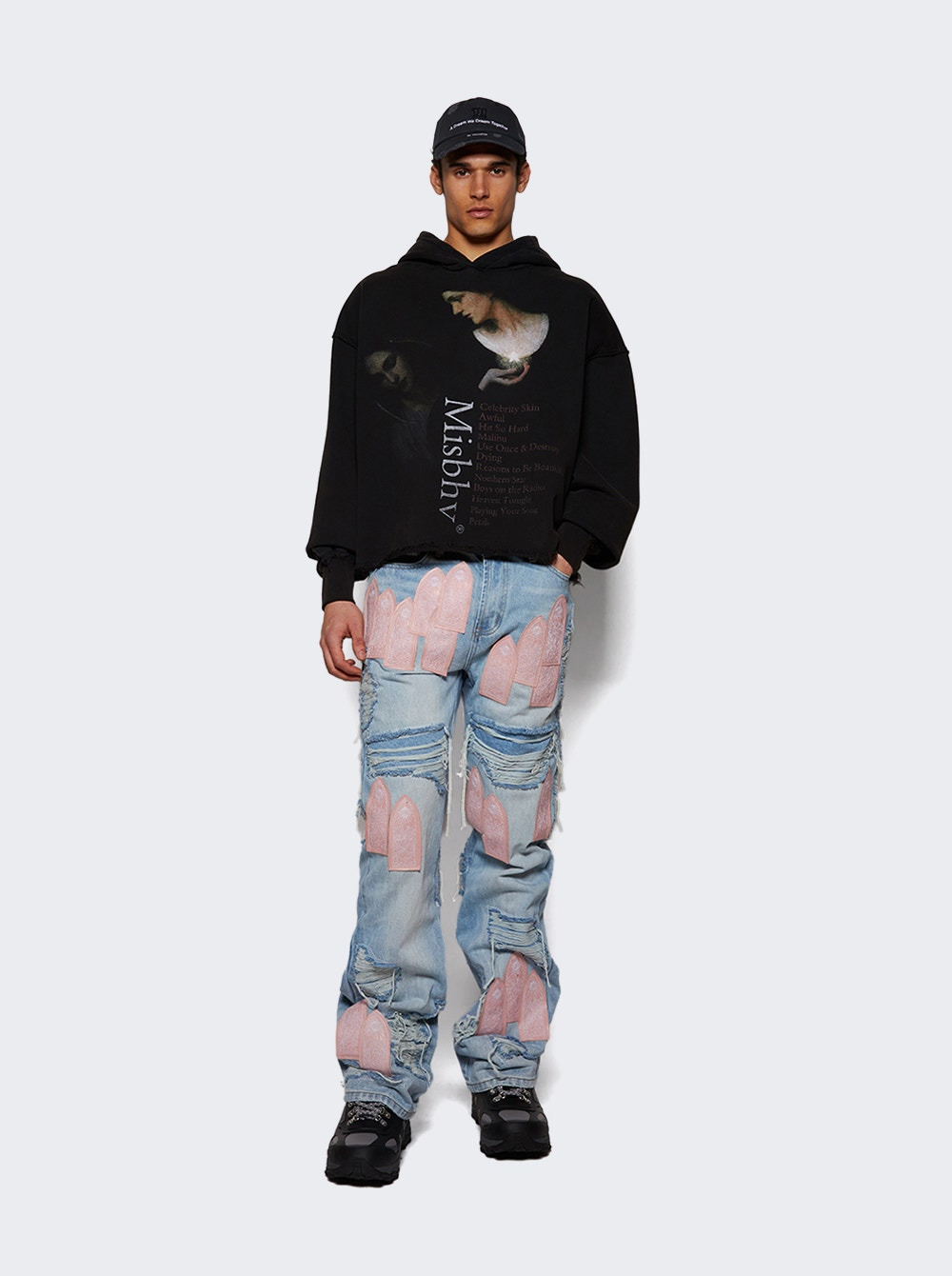 Celebrity Skin Cropped Hoodie Washed Black - 5
