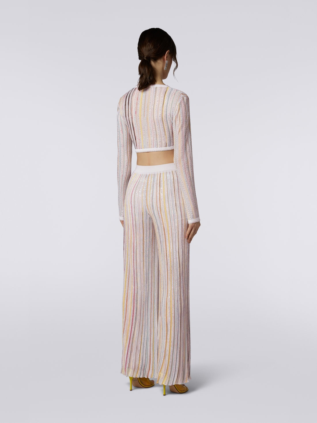Striped palazzo trousers with sequins - 4