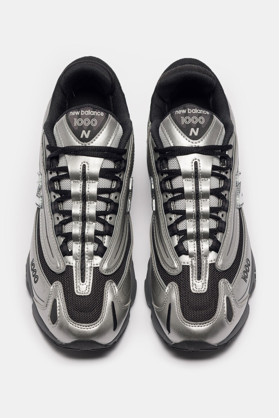 1000 Sneaker in Silver Metallic/Green - 4