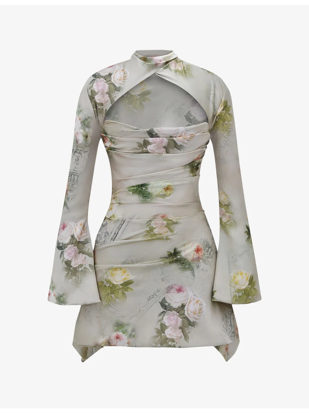 Toira floral-print draped-corset woven mini dress - 1