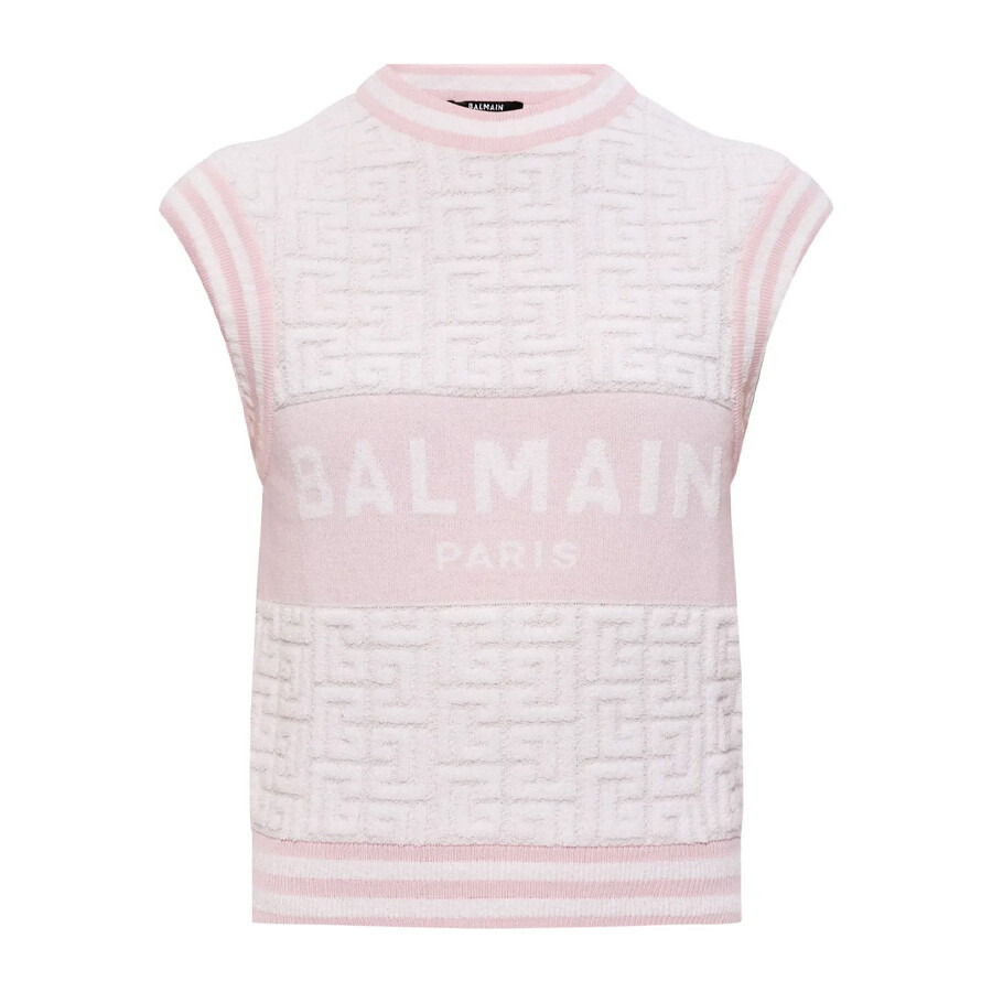Balmain Intarsia-Knit Logo Sleeveless Vest - 5
