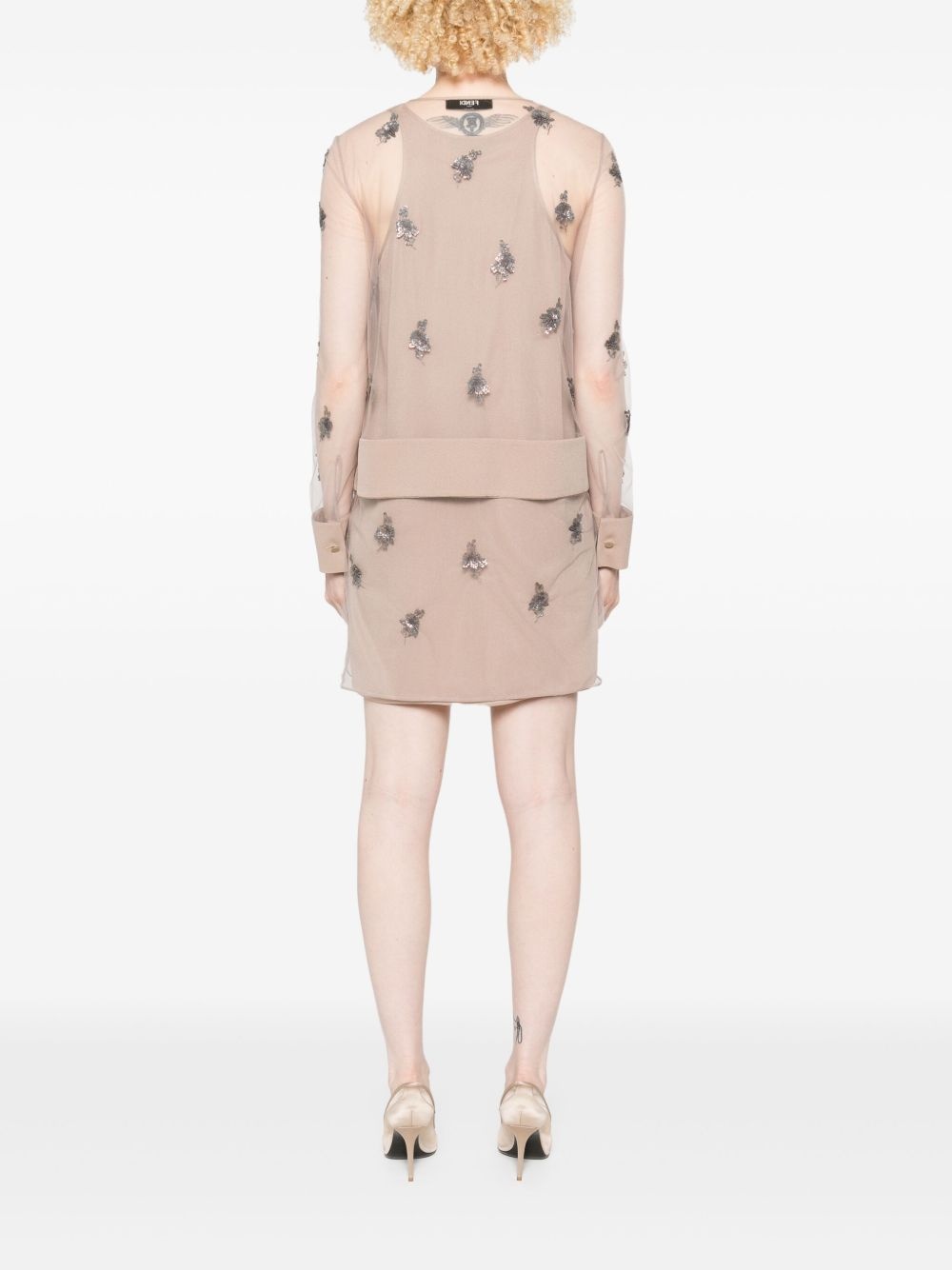 embroidered tulle mini dress - 4
