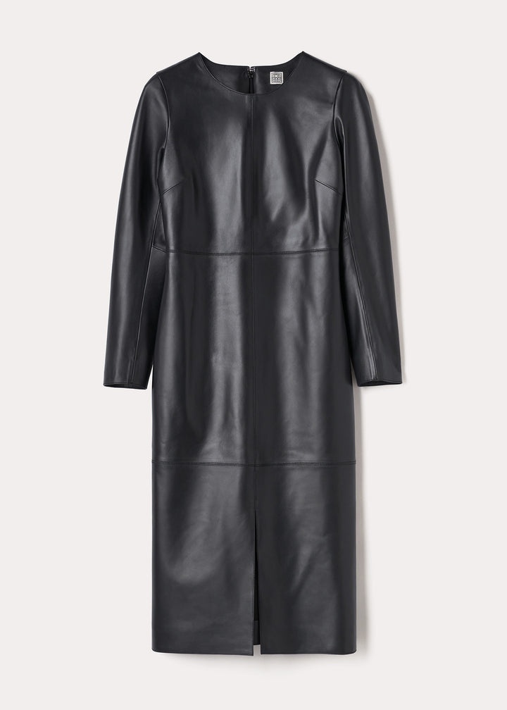 Panelled leather dress black - 1
