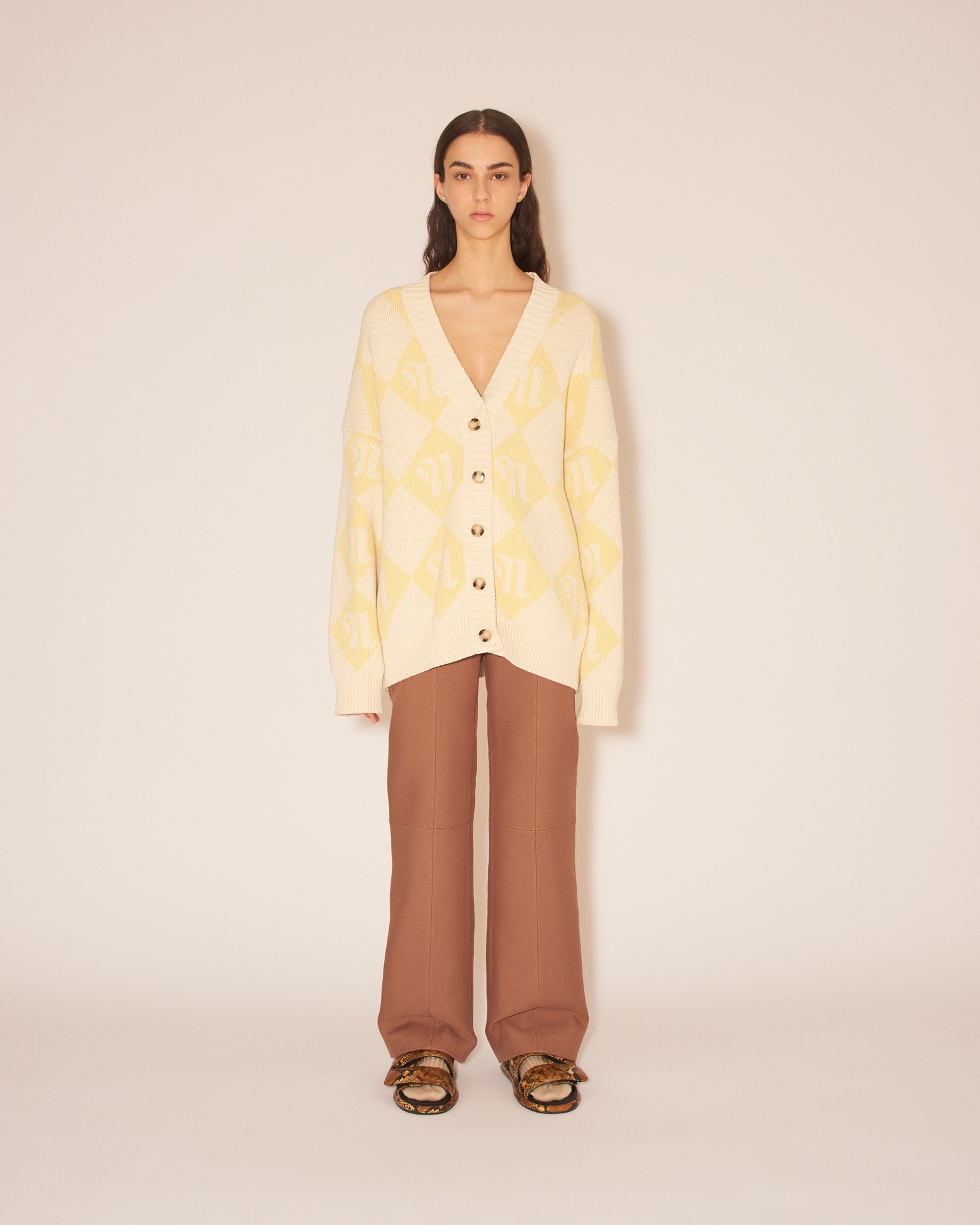 NISA - Oversized V-neck carding - Creme/Yellow - 2